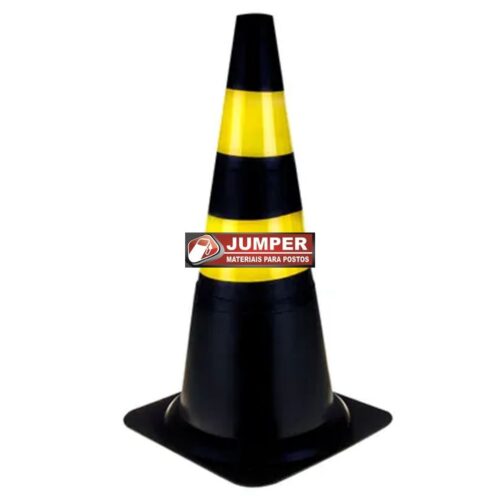 Cone Rígido Preto e Amarelo 50 Cm PLASTCOR